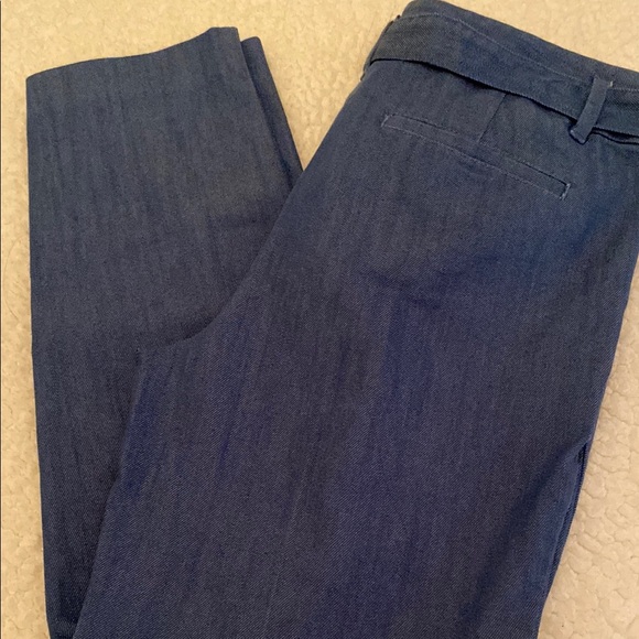 LOFT Petite Denim Blue Pinstripe Trousers - Picture 4 of 8